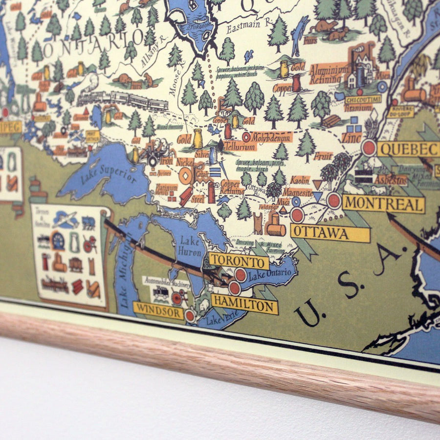 Map of Canada Retro 28 x 20'' Print + Hanging Kit
