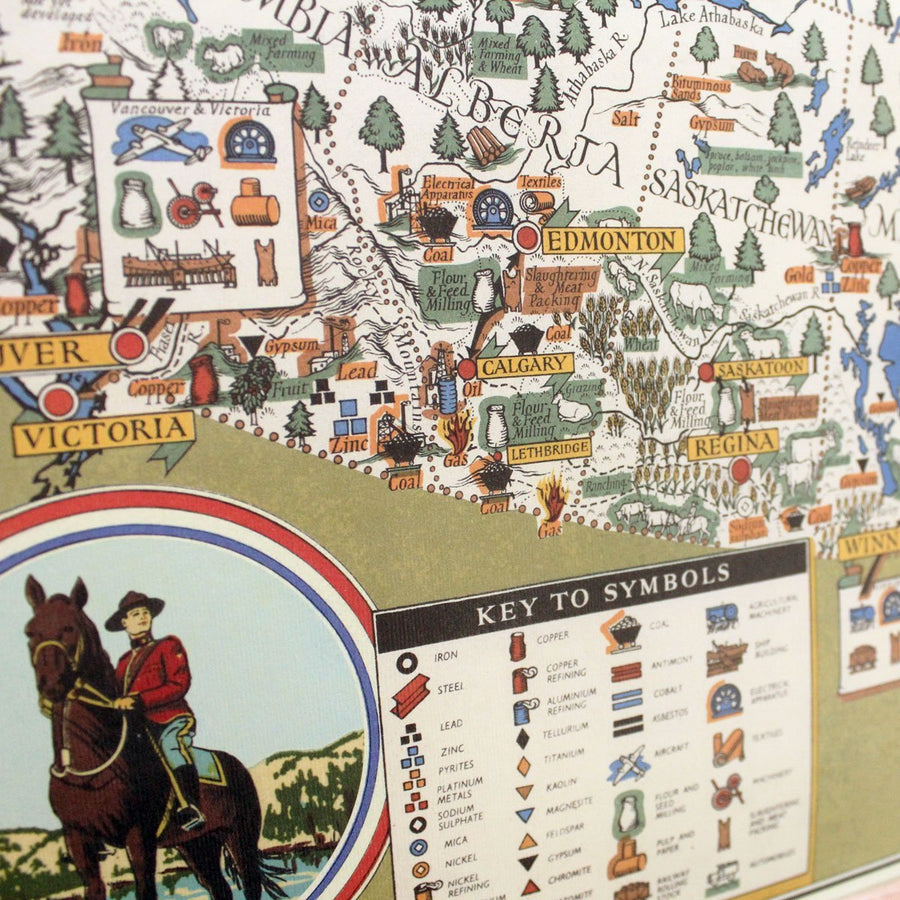 Map of Canada Retro 28 x 20'' Print + Hanging Kit