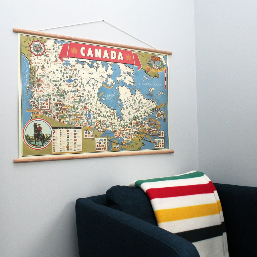 Map of Canada Retro 28 x 20'' Print + Hanging Kit