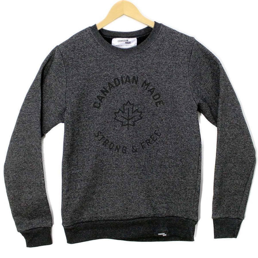 Canadian Made Strong & Free Marled Cotton Sweatshirt - Black