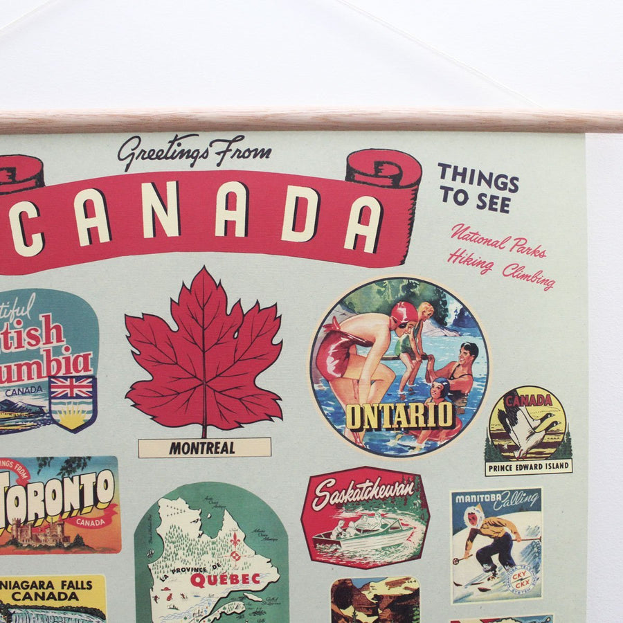 Canadian Provinces Retro 20 x 28'' Print + Hanging Kit