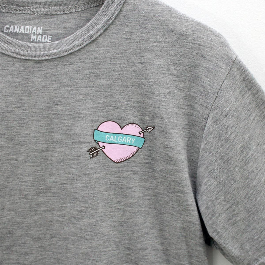 Calgary Heart and Arrow Bamboo T-Shirt - Grey