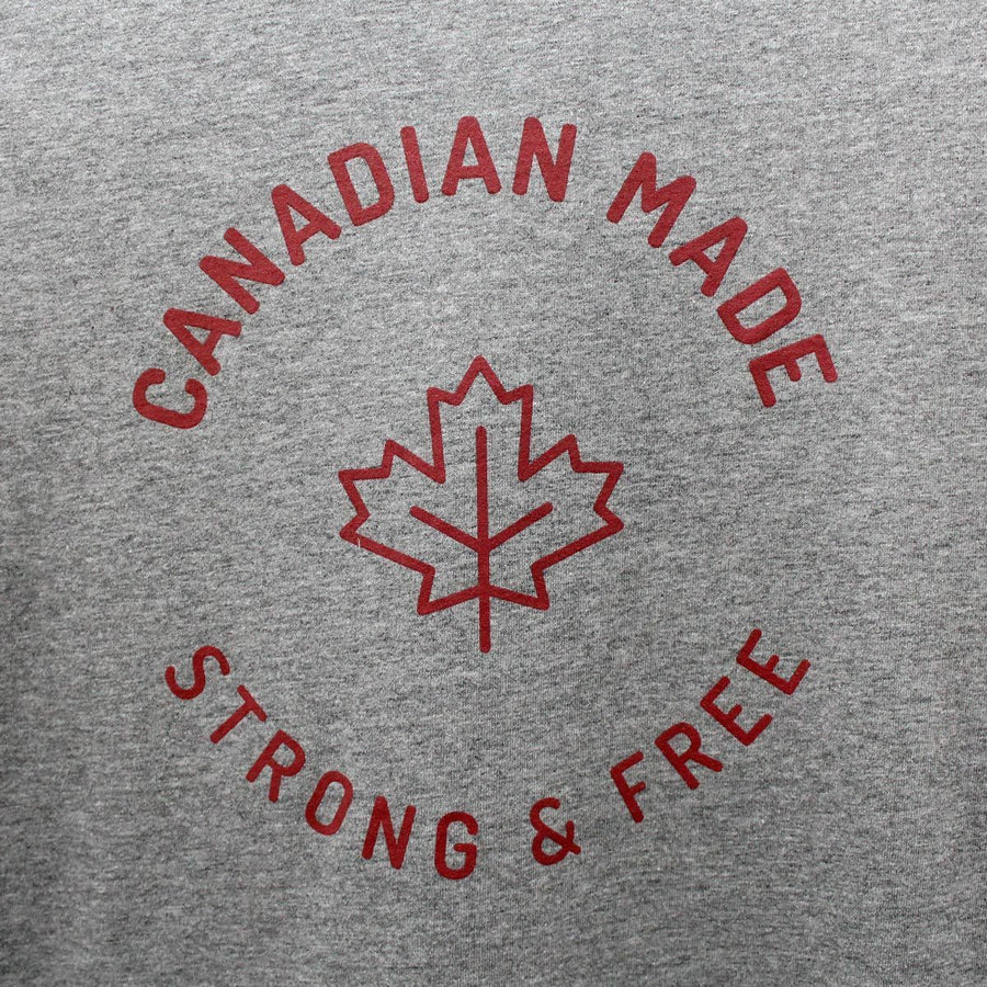 Canadian Made Strong & Free Round Hem T-Shirt - Grey