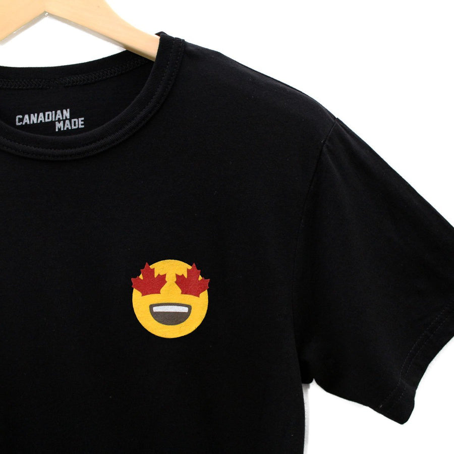 Maple Leaf Eyes Emoji Bamboo T-Shirt - Black